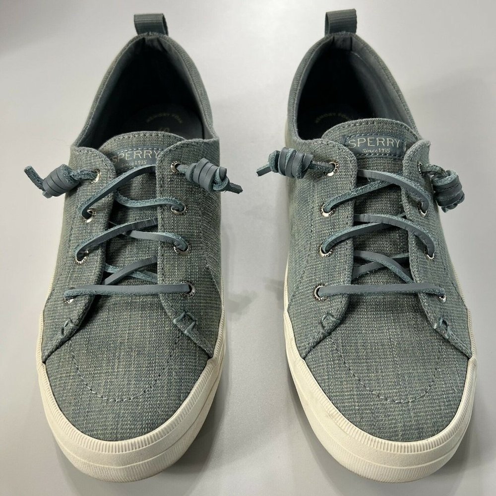 Sperry Women's Top Sider Crest V Denim Textile Blue Casual Flats Size 8.5